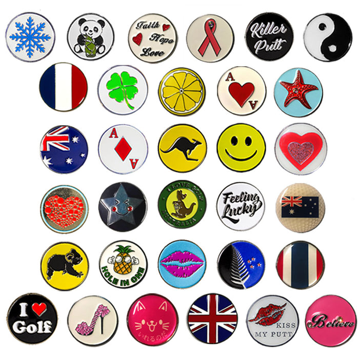 12 x ASSORTED METAL BALL MARKERS