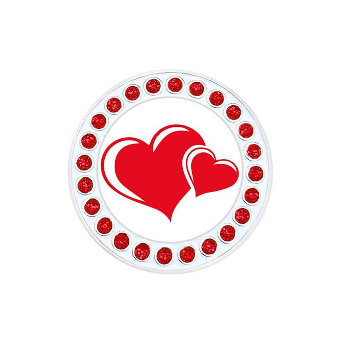 Navika Glitzy Double Hearts Ball Marker with Hat Clip
