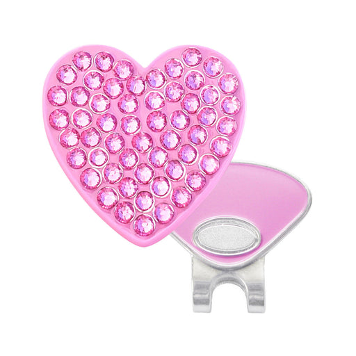 Pink heart-shaped gemstone clip with a magnetic base on a white background