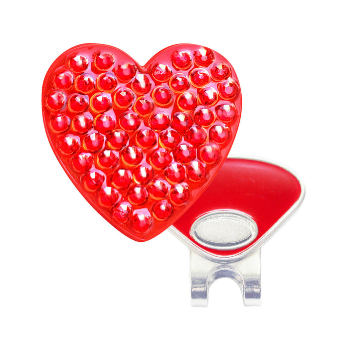 Navika Crystal Red Heart Ball Marker with Hat Clip