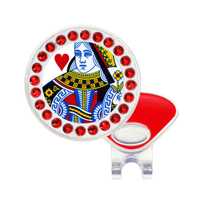 Navika Crystal Queen of Hearts Ball Marker with Hat Clip