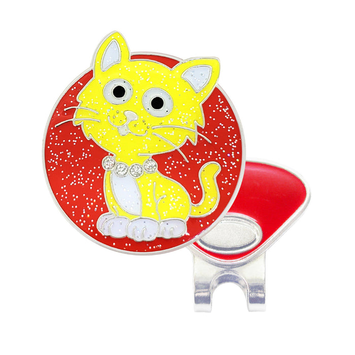 Navika Glitzy Fluffy Kitty Ball Marker with Hat Clip