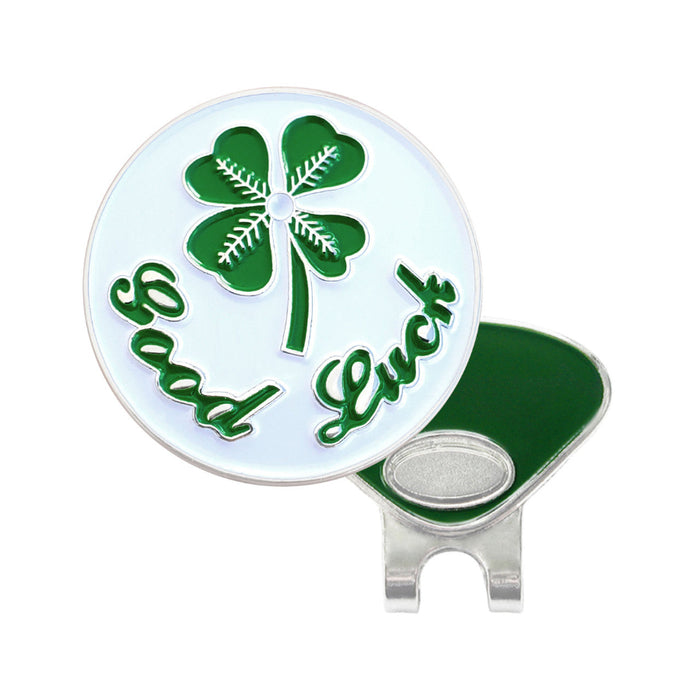 Navika Glitzy Good Luck 4-Leaf Clover Ball Marker with Hat Clip