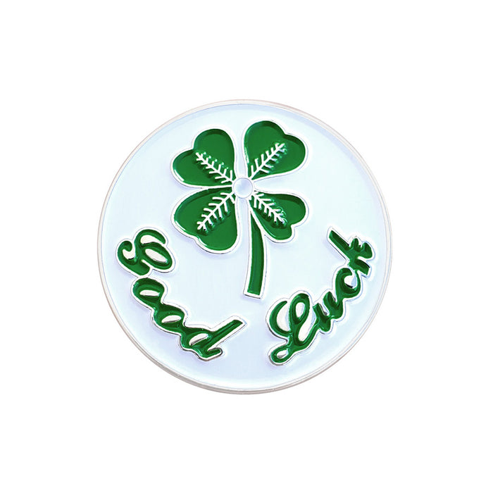Navika Glitzy Good Luck 4-Leaf Clover Ball Marker with Hat Clip