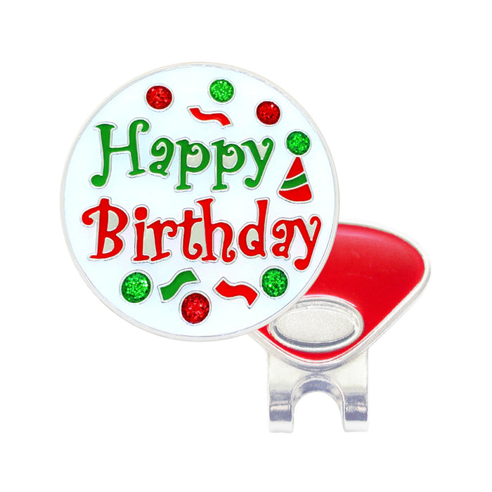 Navika Glitzy Happy Birthday Ball Marker with Hat Clip