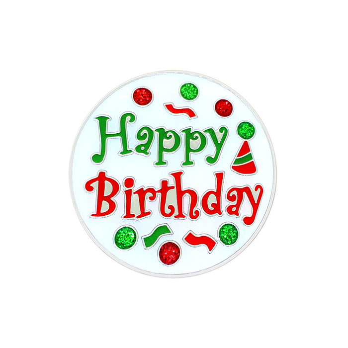 Navika Glitzy Happy Birthday Ball Marker with Hat Clip