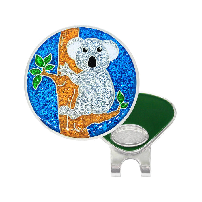 Navika Glitzy Koala Bear Ball Marker with Hat Clip