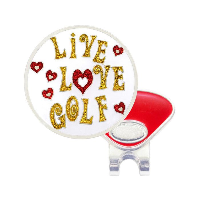 Navika Glitzy Live Love Golf Ball Marker with Hat Clip