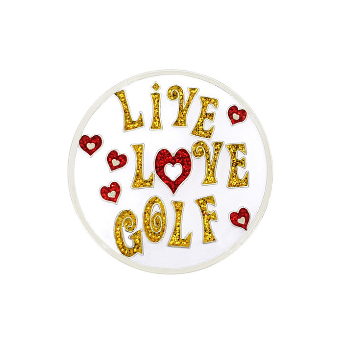 Navika Glitzy Live Love Golf Ball Marker with Hat Clip