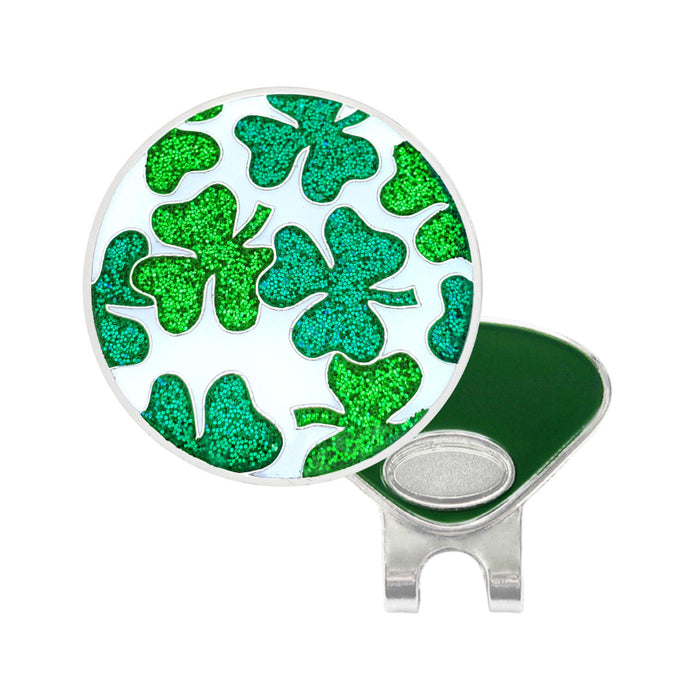 Navika Glitzy Shamrock Ball Marker with Hat Clip