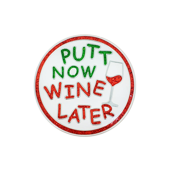 Navika Glitzy Putt Now Wine Later Ball Marker with Hat Clip